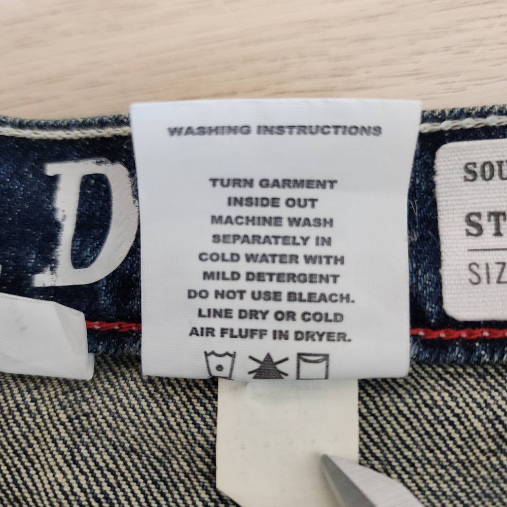 Southern Thread Denim Mini‎ Skirt Blue Distressed Womens Size 26 Western Cowgirl - Picture 11 of 16